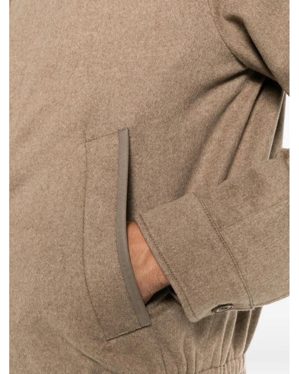 Jacob Cohen Natural High-Neck Elasticated-Hem Jacket for men