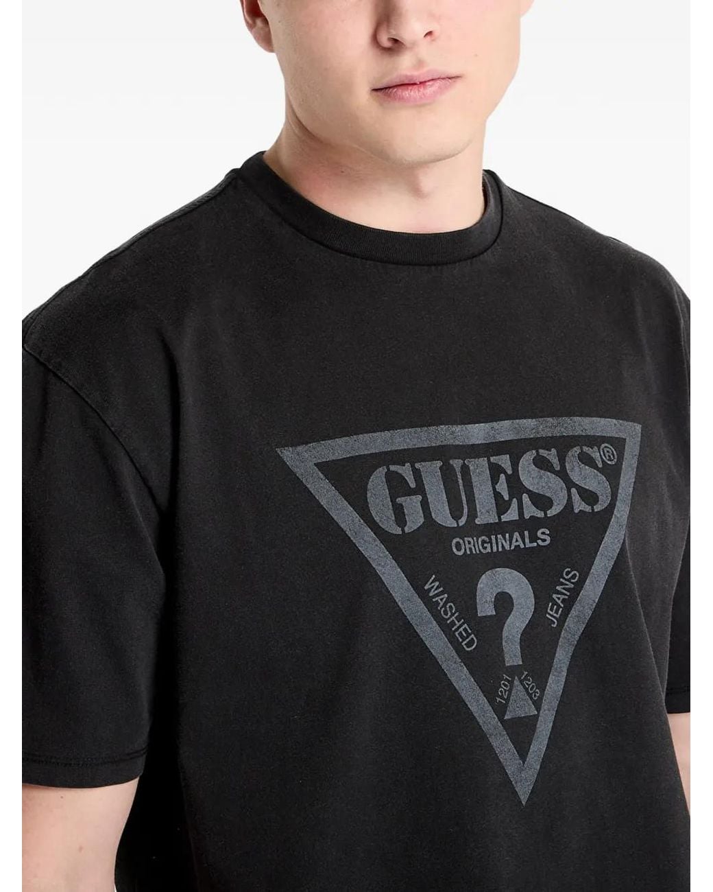 Guess Black Logo-Print T-Shirt for men
