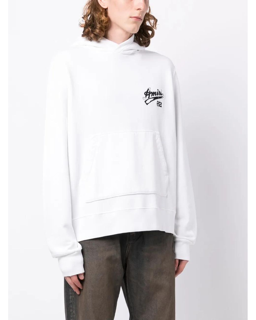 Amiri White Embroidered-Logo Cotton Hoodie for men