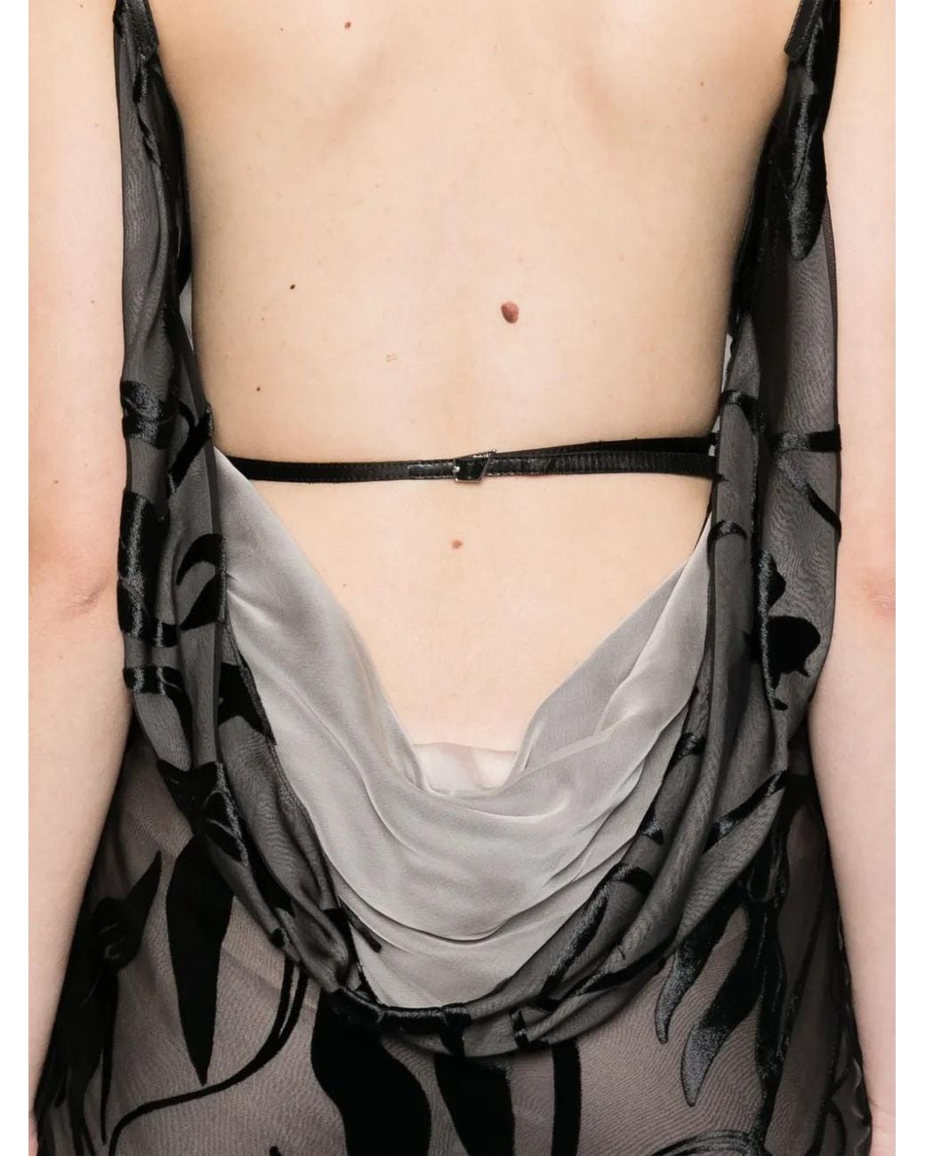Mugler Black Flocked Maxi Dress