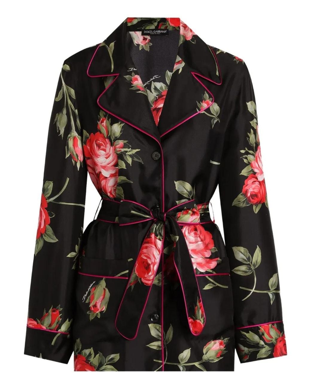 Dolce & Gabbana Black Dolce & Gabbana Roses Bouquet Print Silk Shirt