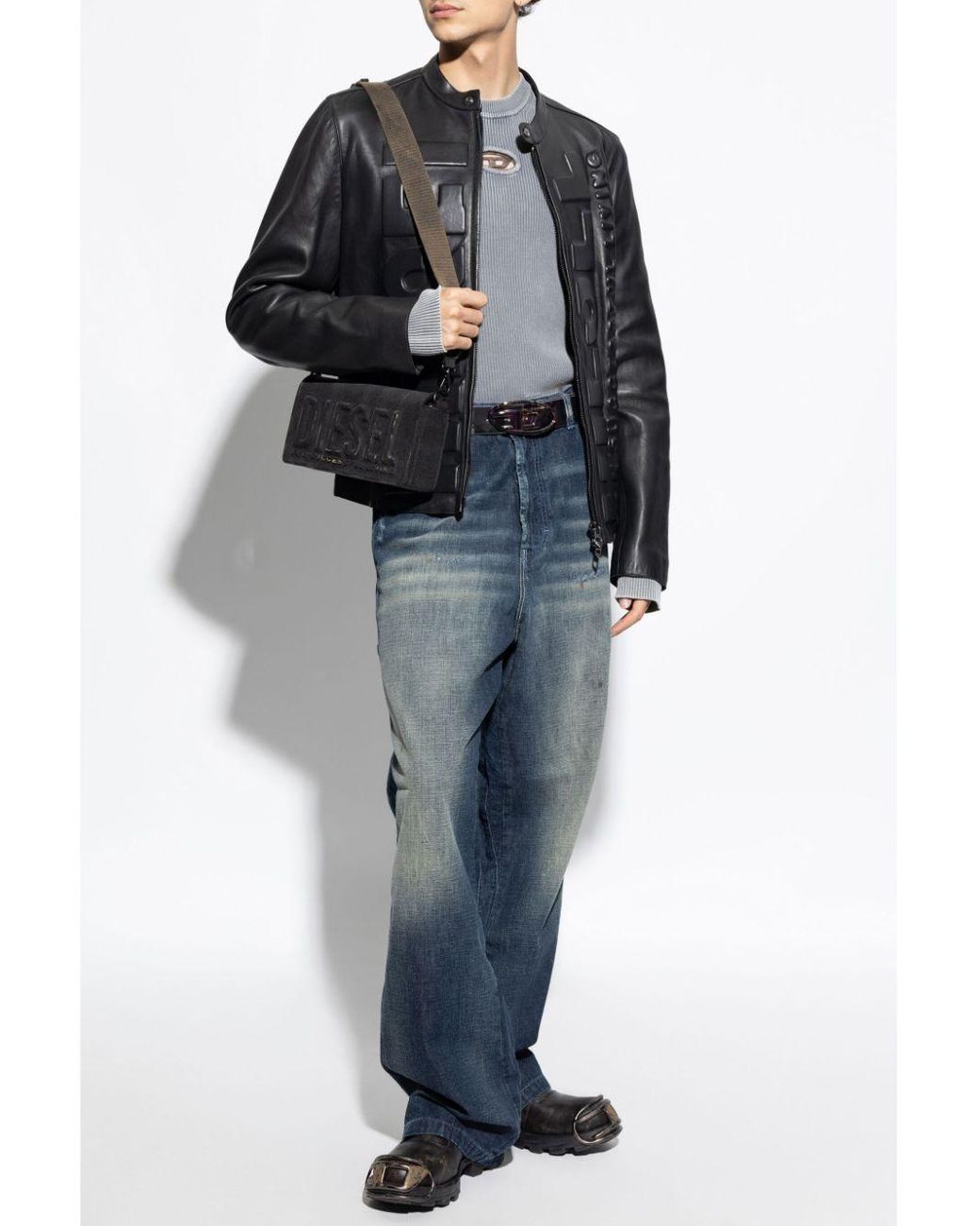 DIESEL ブラック レザージャケット 50 L-MET-VERT Multicolor L-Met-Vert Jacket