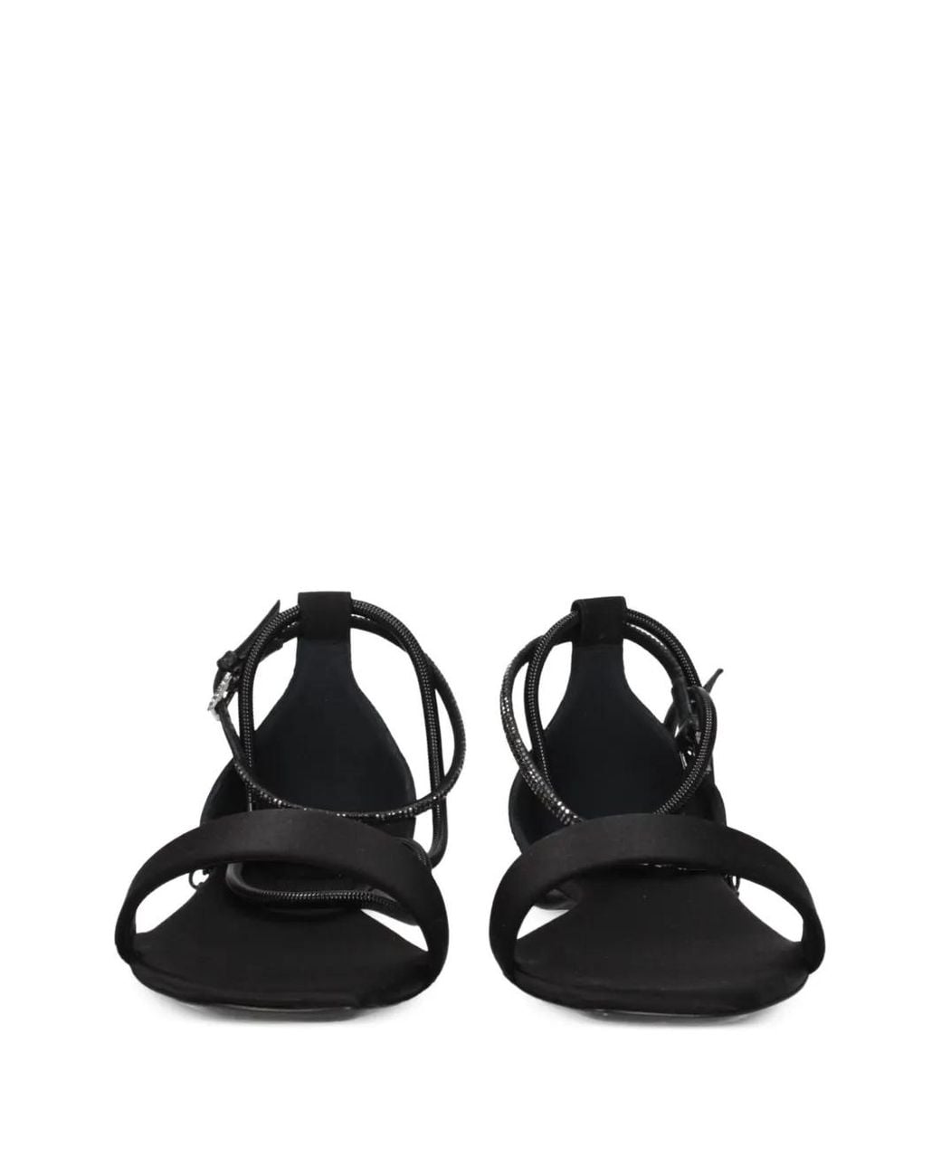 Max Mara Black Crystal-Embellished Satin Sandals