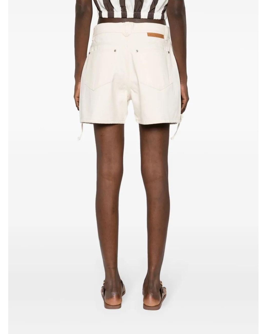 Stella McCartney Natural Lace-Up Cotton Shorts