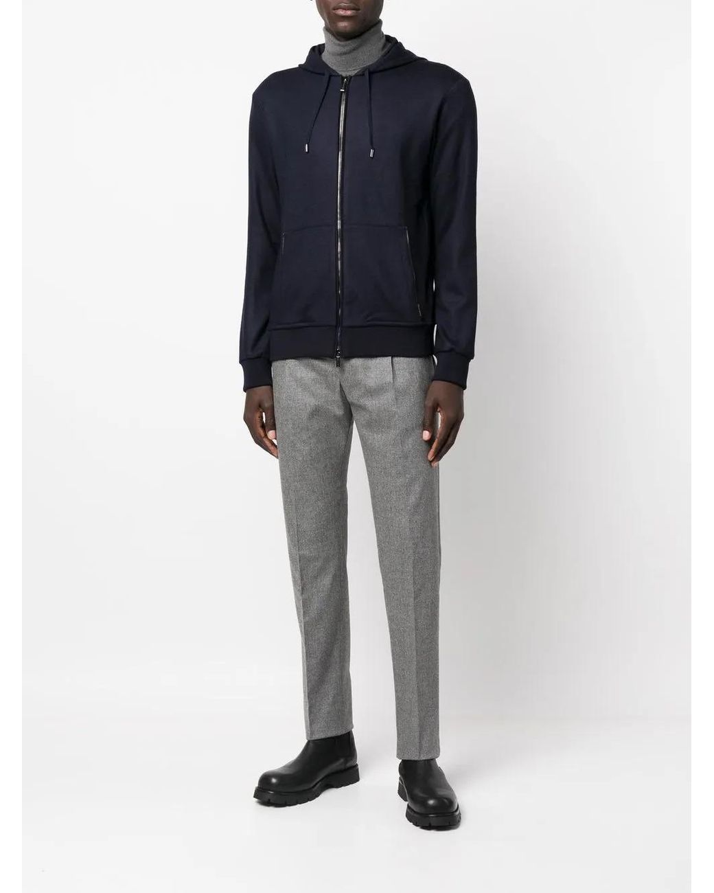 Moorer Blue Jersey-Knit Hoodie for men