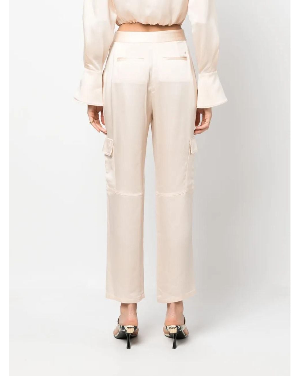Jonathan Simkhai White Satin-Finish Cropped Trousers