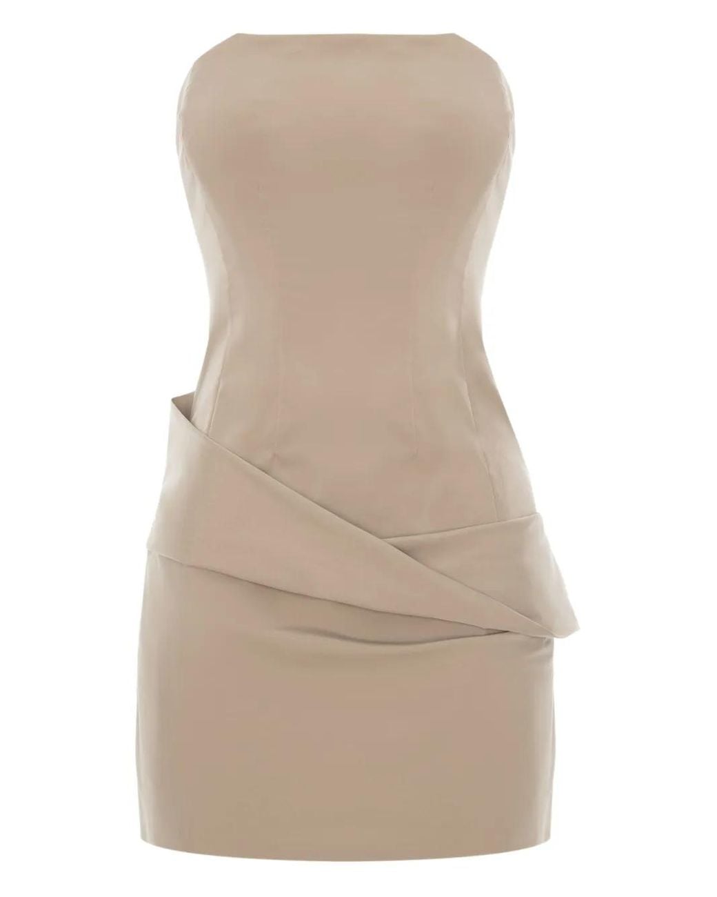 CuAnna Natural Palermo Draped Strapless Mini Dress
