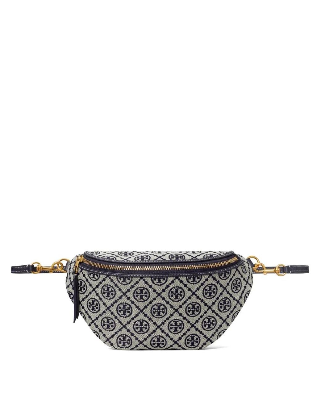 Tory Burch Gray Monogram-Pattern Belt Bag