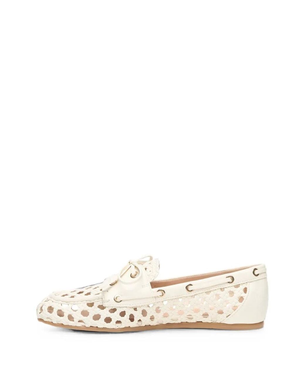 Stuart Weitzman Natural Tinsley Woven Leather Boat Shoes