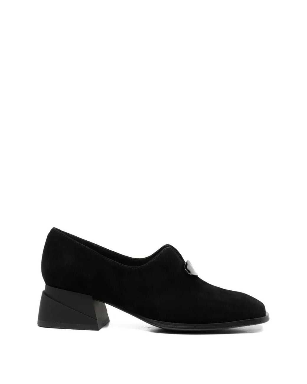 ADRIANNA FERETTI Black Plaque-Detail Loafers