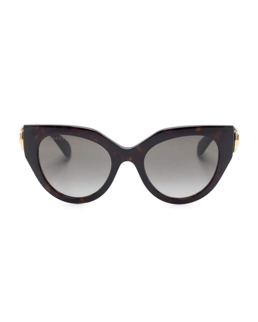 Gucci Brown Logo-Plaque Cat Eye-Frame Sunglasses
