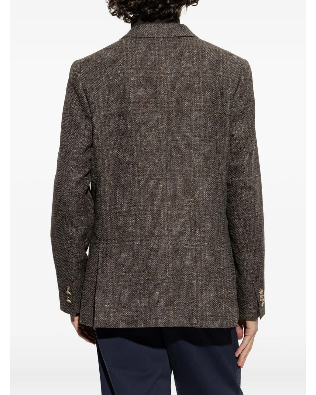 Paul Smith Gray Check Wool Patch-Pocket Buggy-Lined Blazer for men