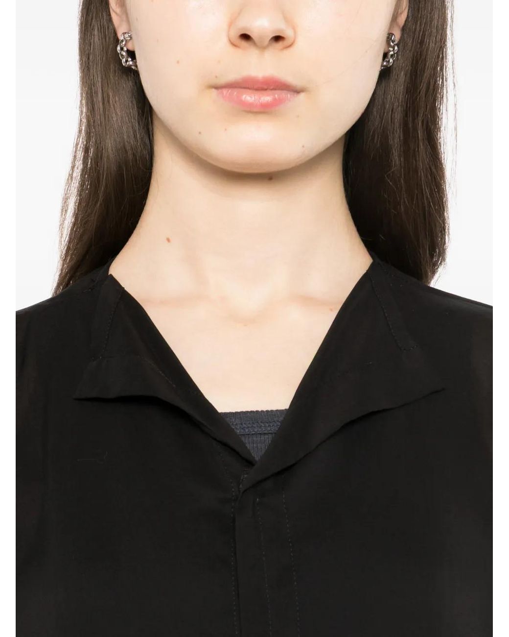 Yohji Yamamoto Black Sheering-Effect Shirt