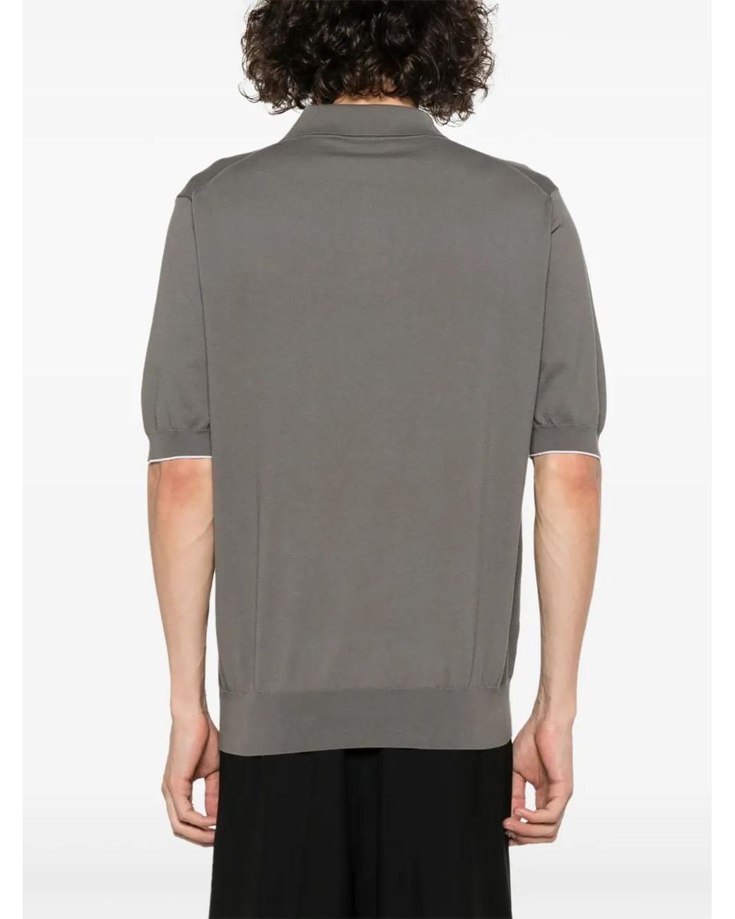 Cruciani Gray Fine-Ribbed Polo Shirt for men