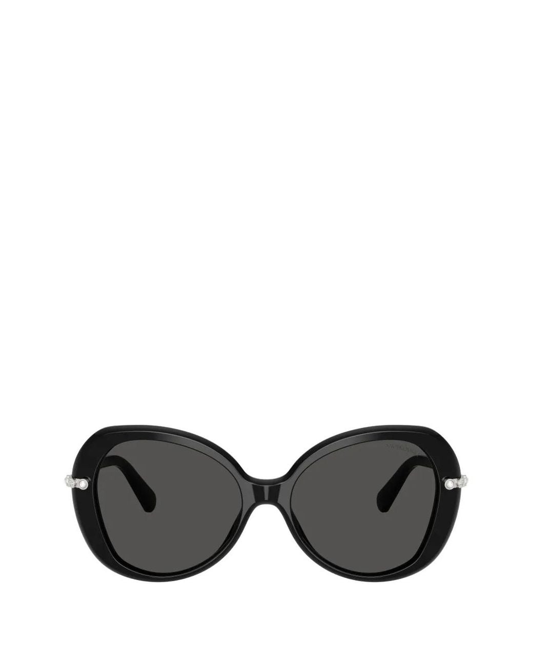 Swarovski Black Crystal-Embellished Geometric-Frame Sunglasses