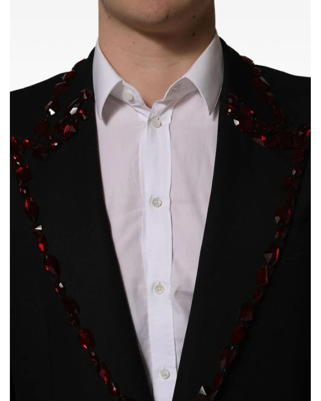Dolce & Gabbana Black Crystal-Embellished Single-Breasted Suit for men