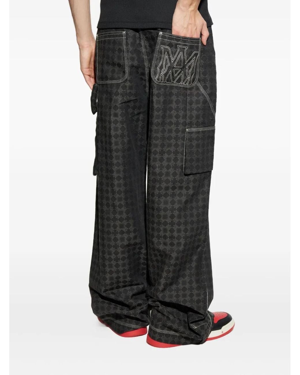 Amiri Black Ma Quad Checked Trousers for men