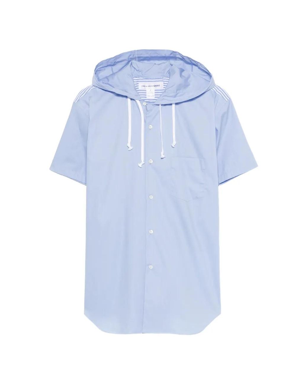 Comme des Garçons Blue Hooded Stripe-Pattern Shirt for men