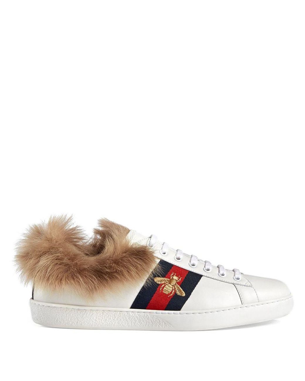 Gucci Ace-sneaker Met Bont in het Wit voor heren | Lyst NL