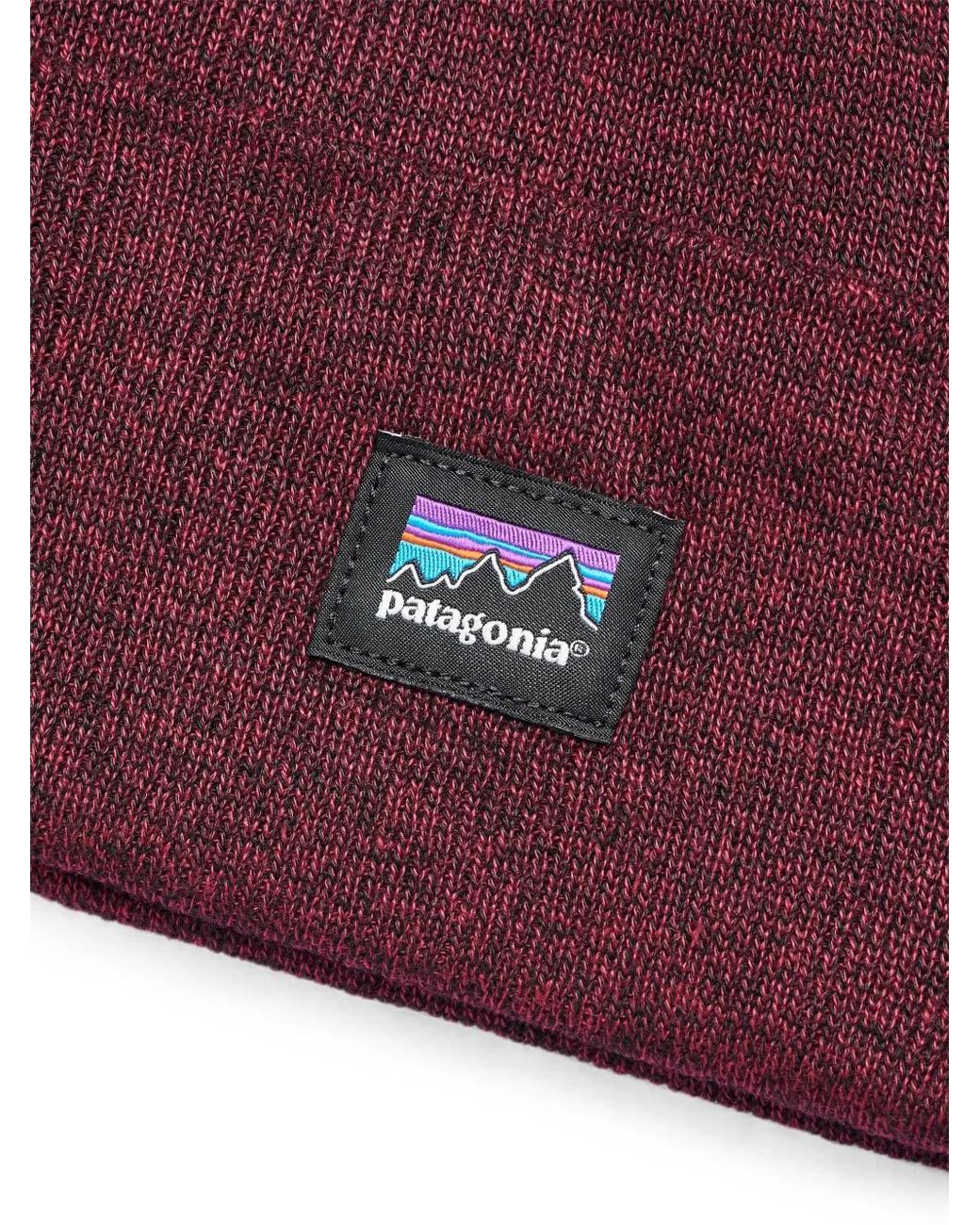 Patagonia Red Logo-Patch Beanie Hat for men