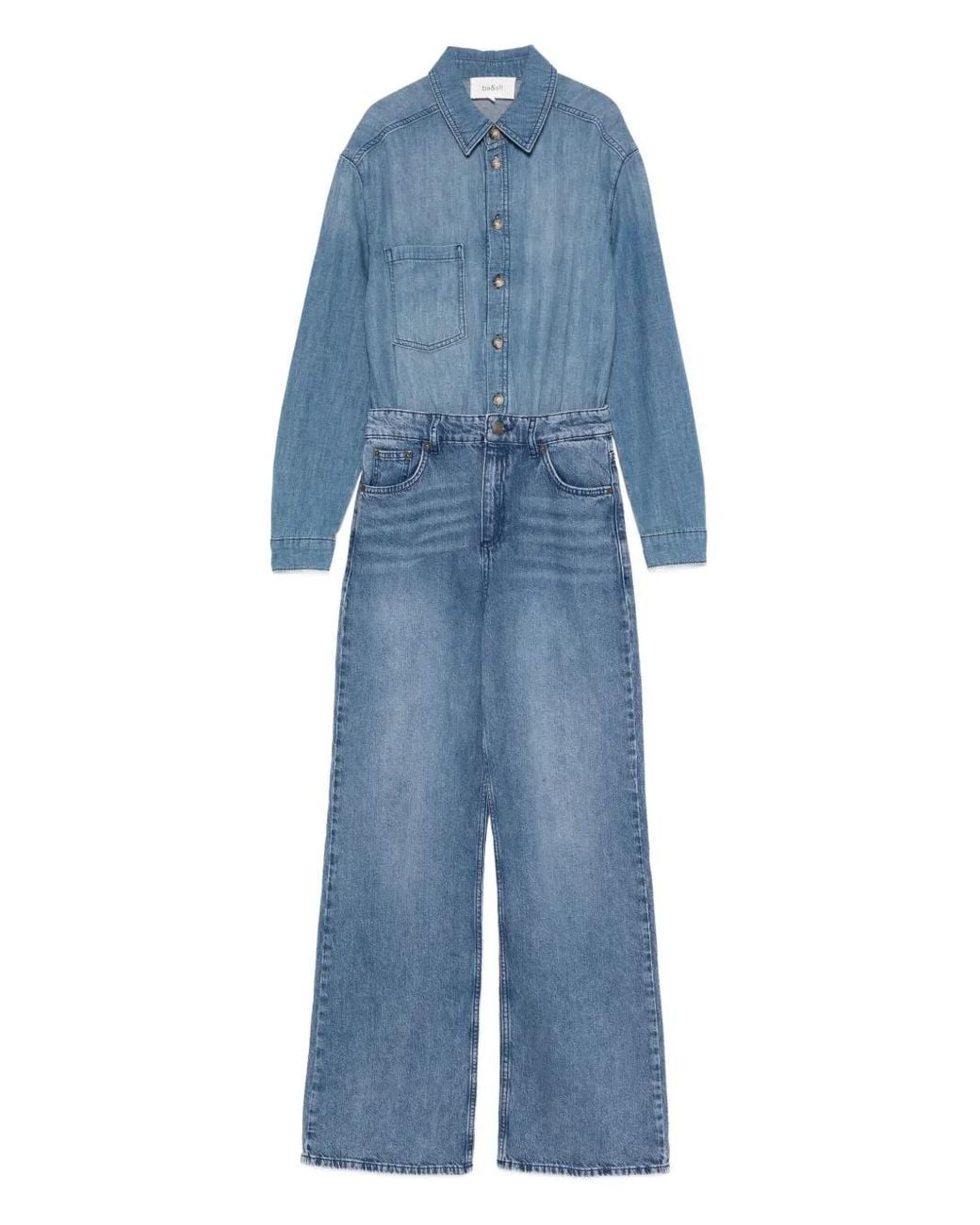 Ba&sh Blue Buttoned Pocketed Jumpsuit