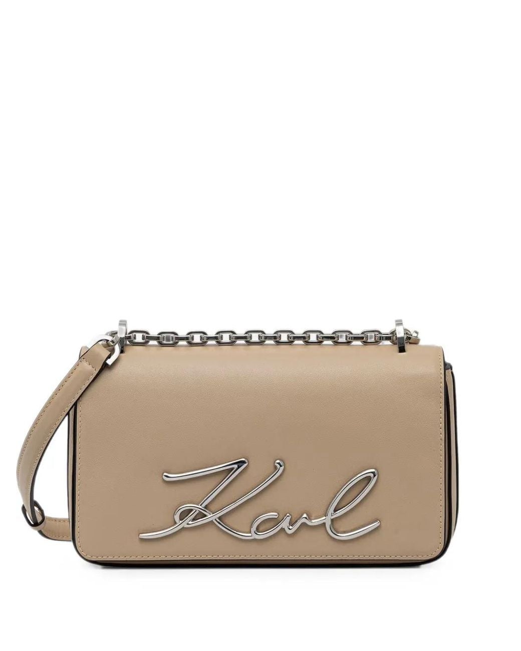 Karl Lagerfeld Natural Sac À Bandoulière À Plaque Logo K/Signature