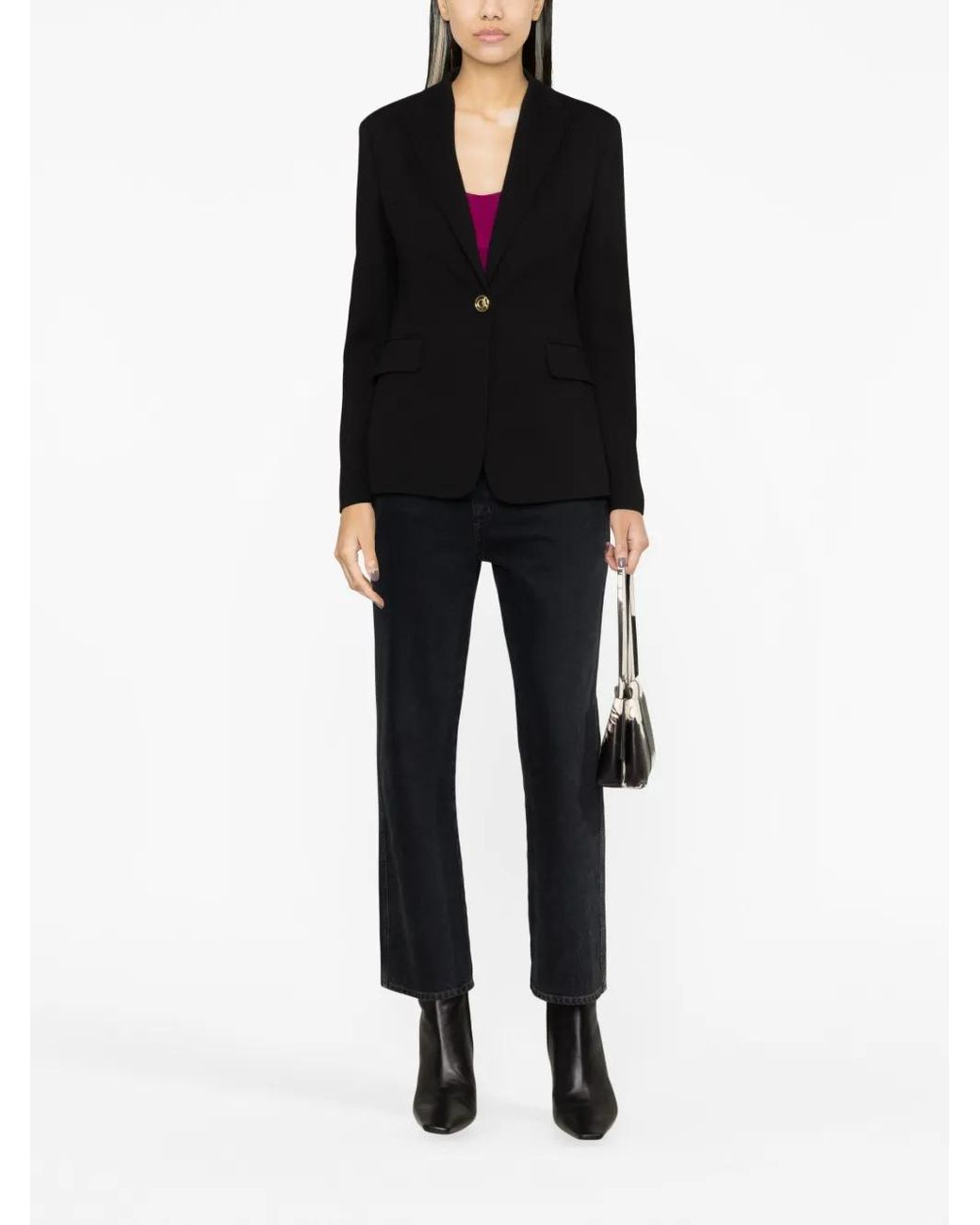Pinko Black Single-Breasted Button Blazer
