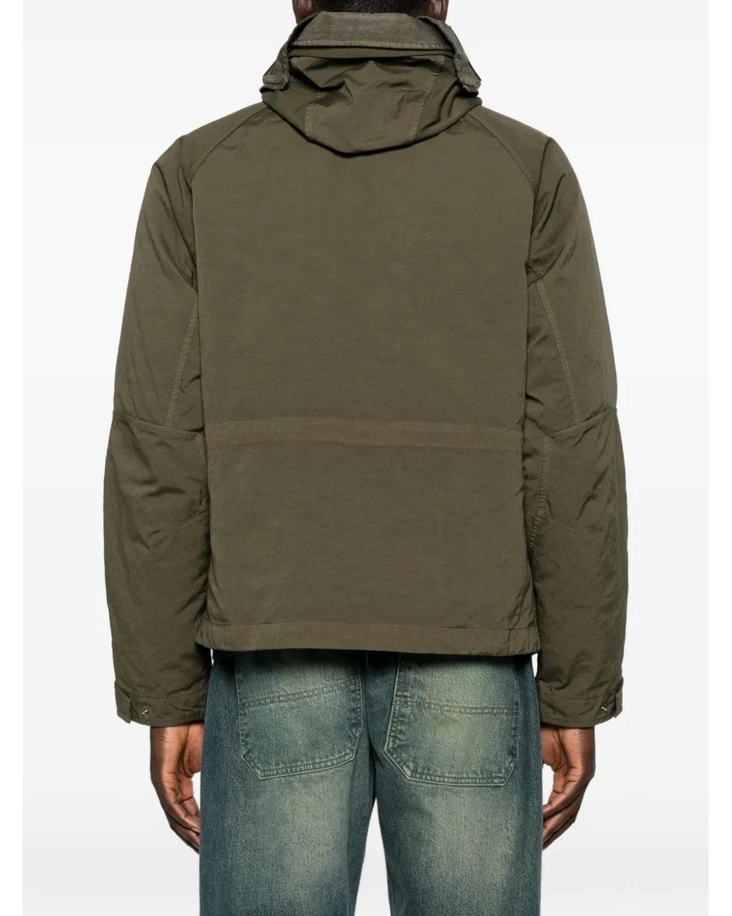 C P Company Green Hooded Flap-Pocket Jacket for men