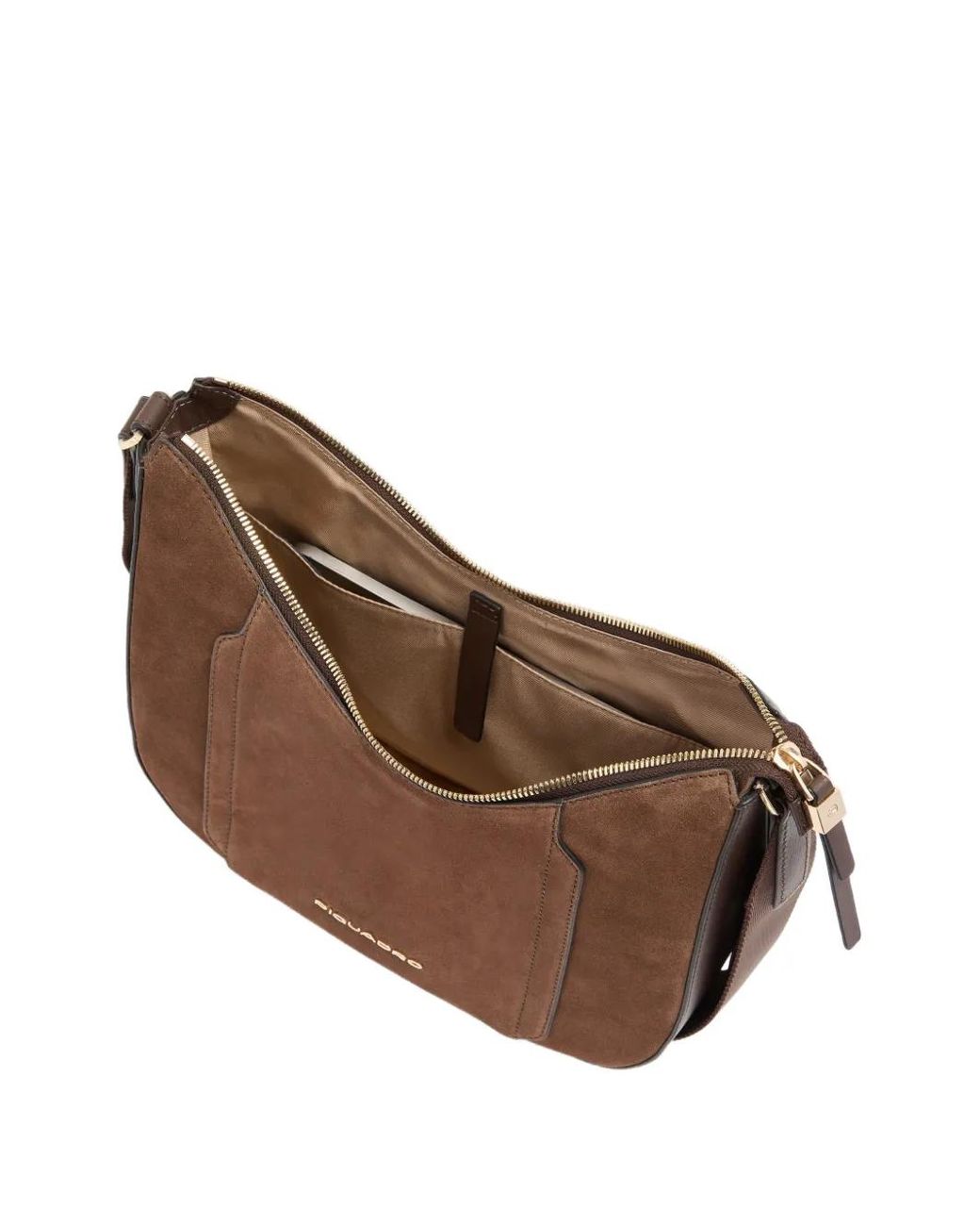 Piquadro Brown Mini Sac Porté Épaule Ipad À Empiècements En Daim