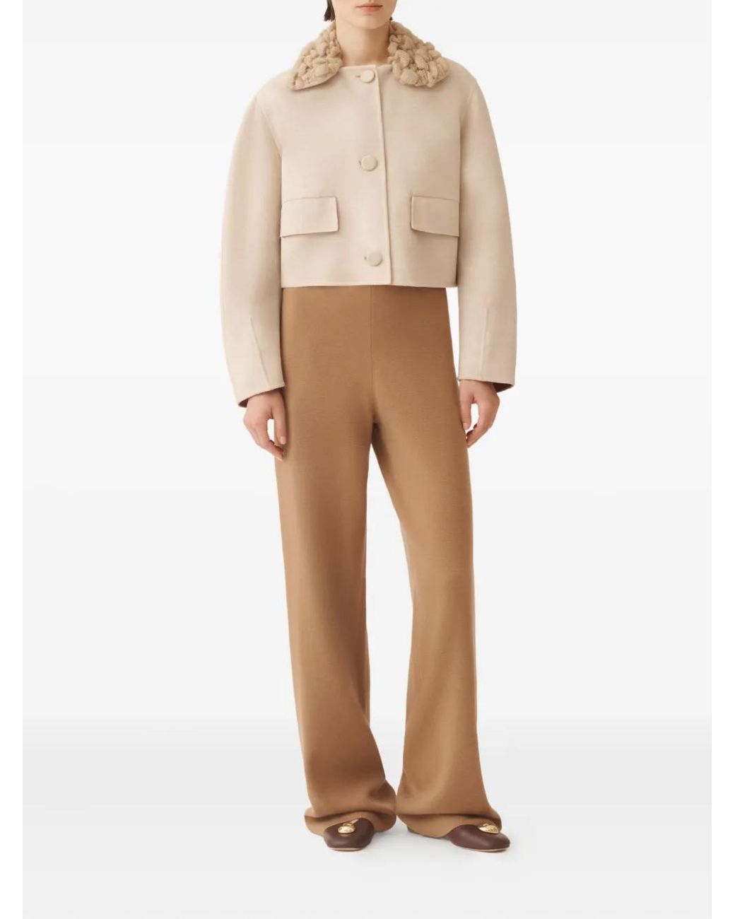 Fabiana Filippi Natural Knitted-Collar Wool Jacket