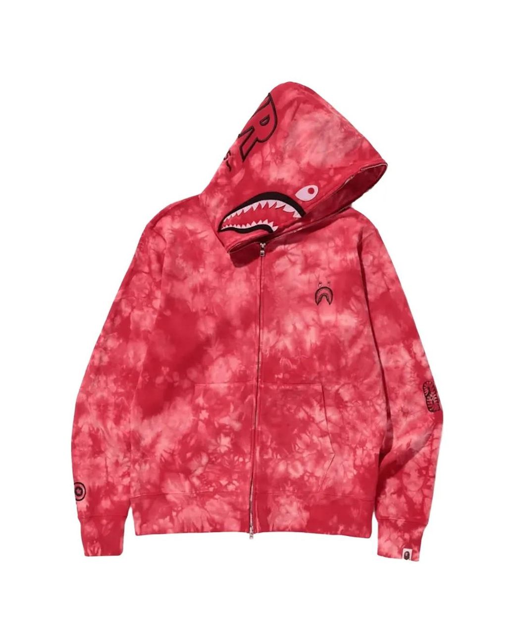 A Bathing Ape Red Shark Tie-Dye Hoodie for men