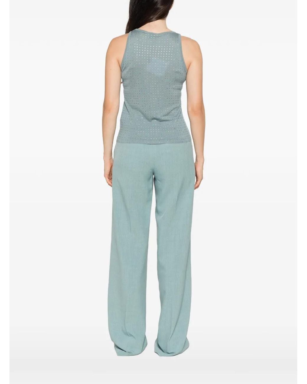 Marella Blue Rhinestone-Embellished Tank Top