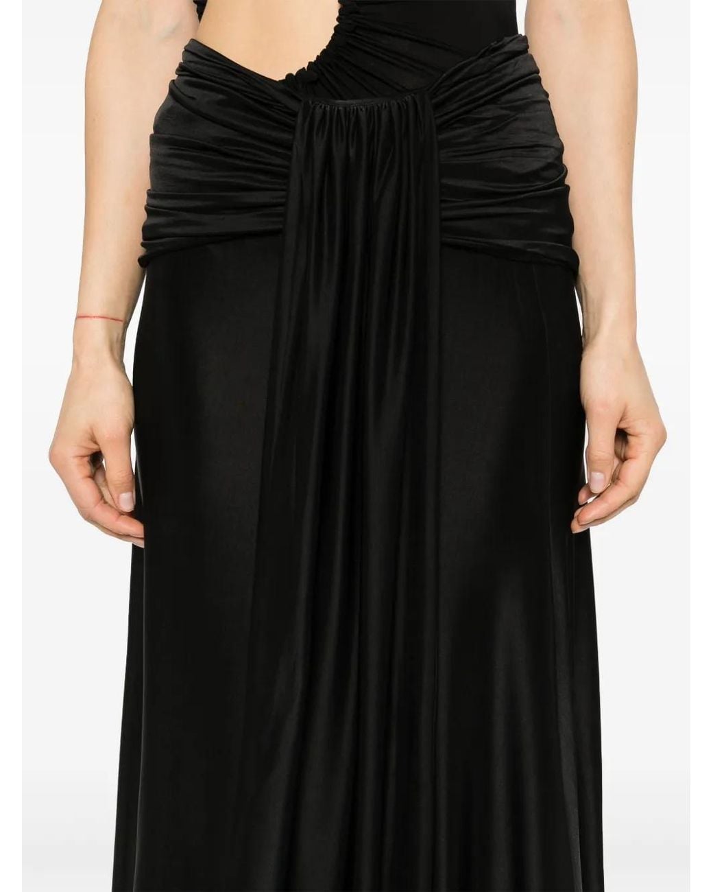 Rabanne Black Drape-Detail Maxi Skirt