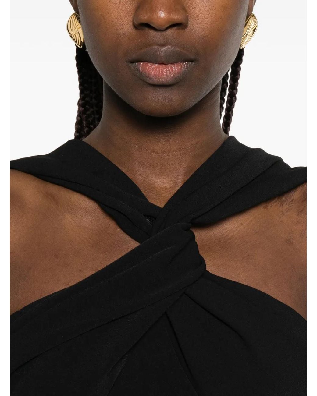 Solace London Black Rona Twisted Maxi Dress