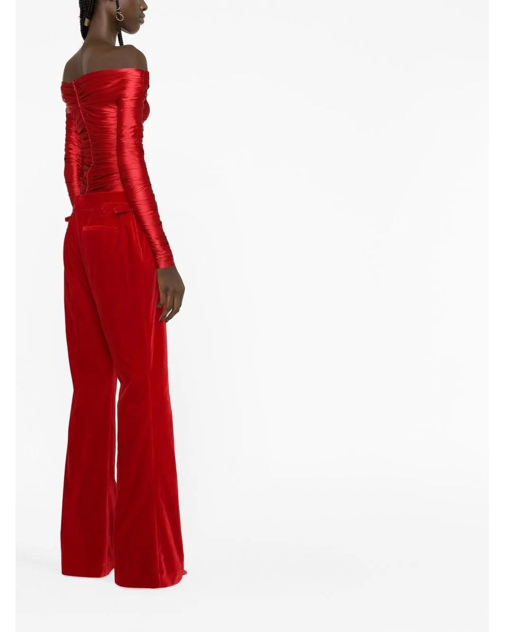 Tom Ford Red Velvet Bootcut Trousers