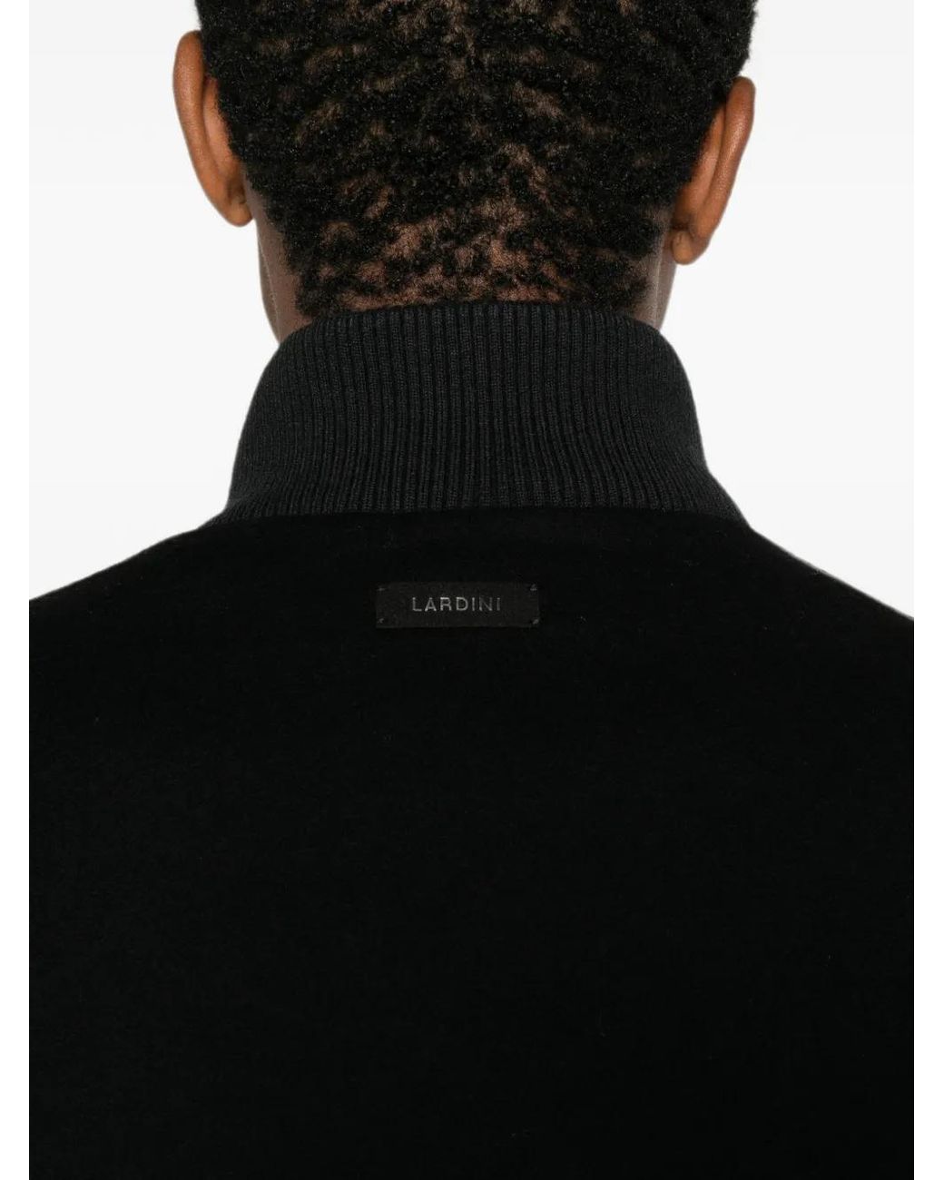 Lardini Black Button-Up Bomber Coat for men