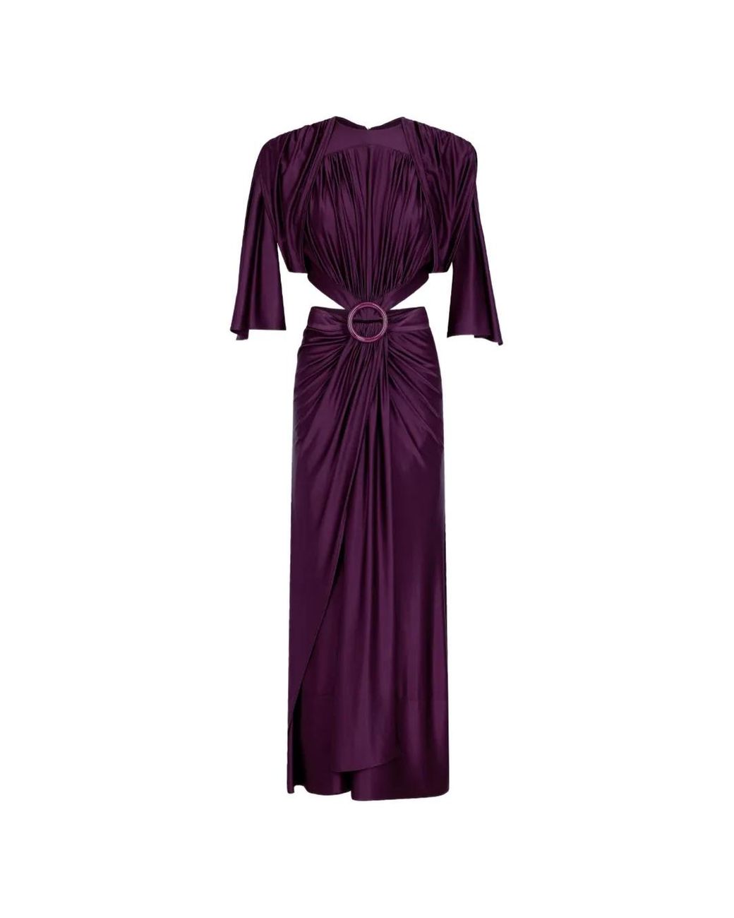 Rabanne Purple Ruched-Detail Maxi Dress