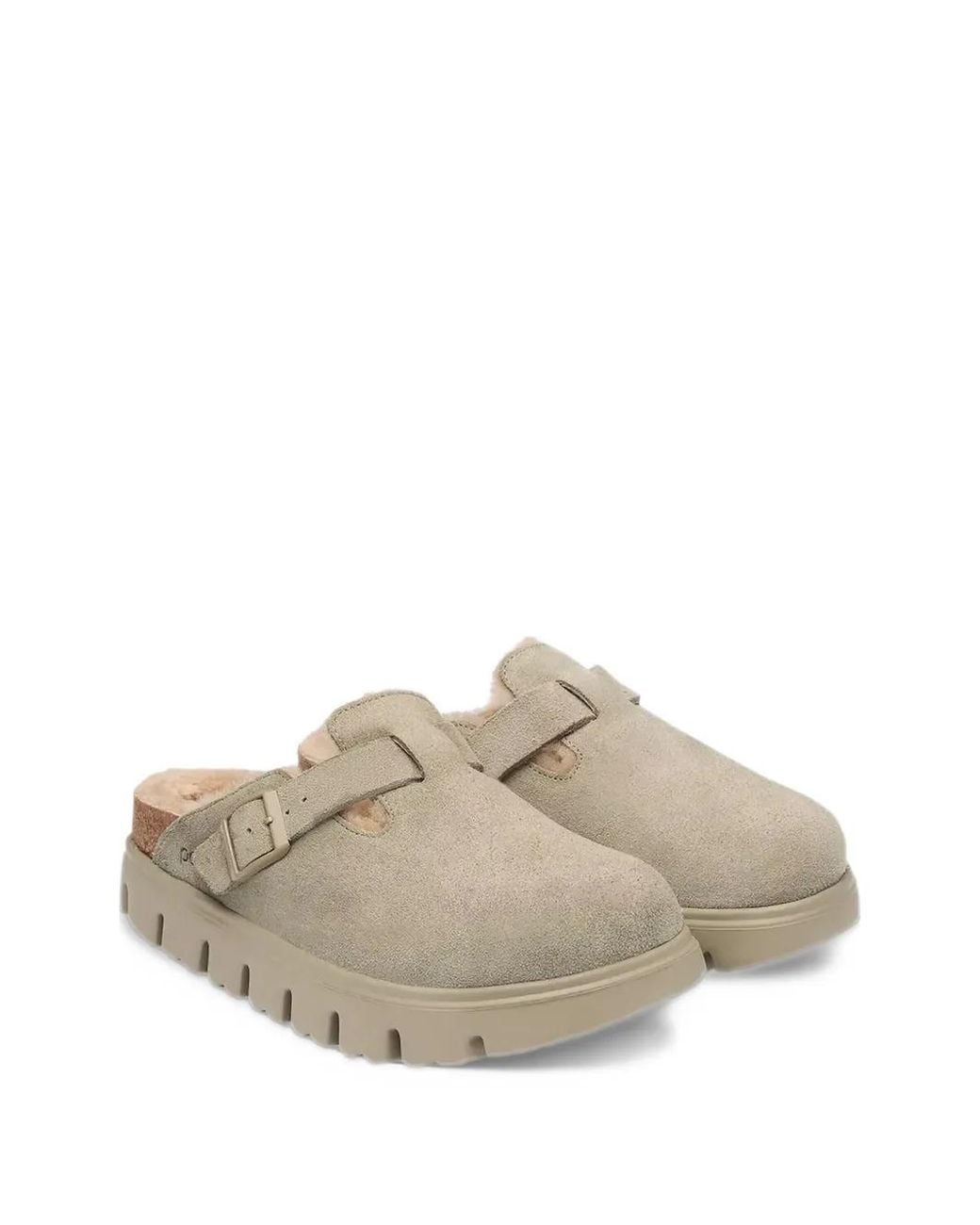 Birkenstock Boston Chunky Shearling Mules in White | Lyst