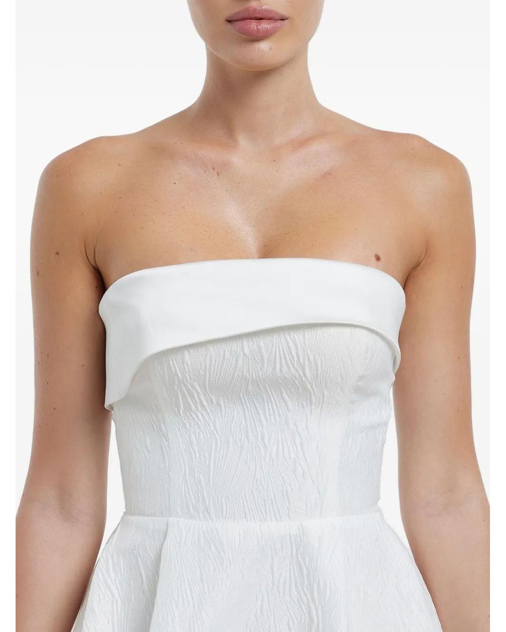 POST MERIDIEM White Jacquard Midi Dress