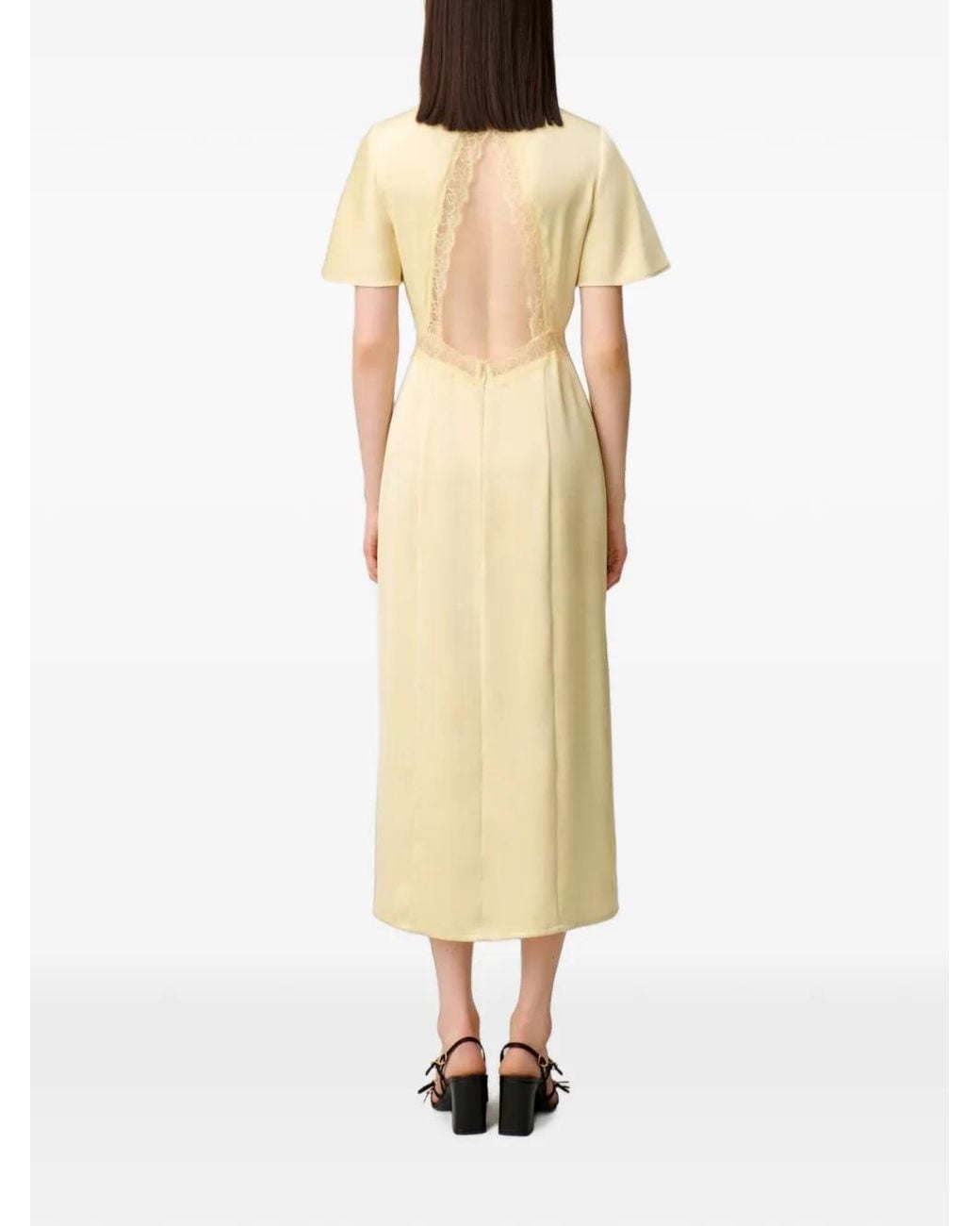 Claudie Pierlot White Satin Lace Open-Back Dress