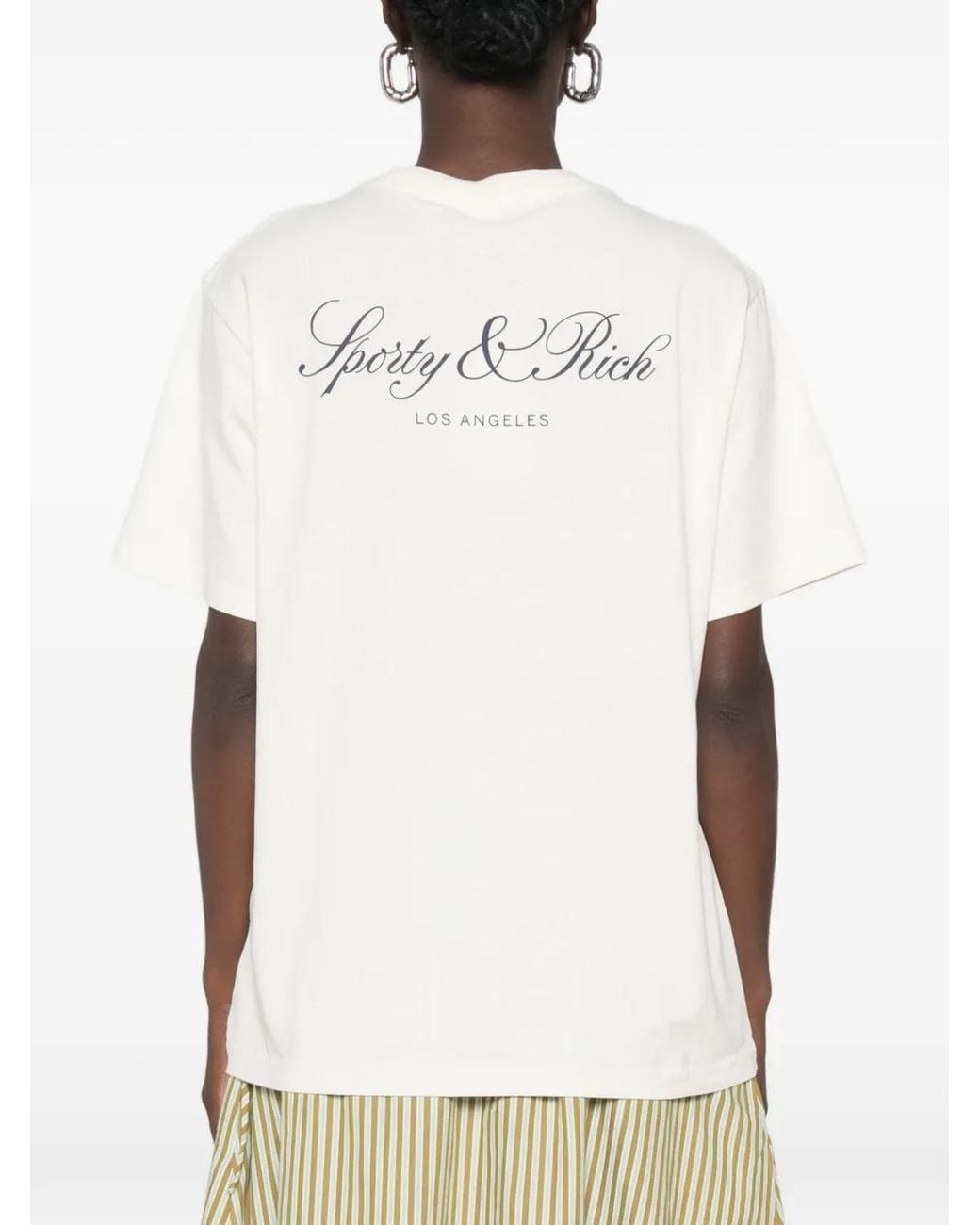 Sporty & Rich White Logo-Print T-Shirt