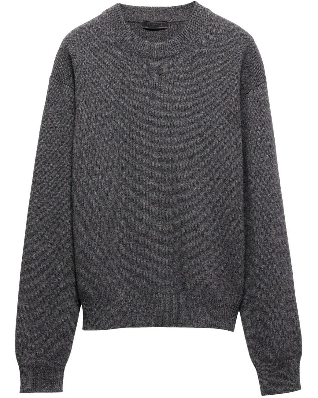Prada Gray Logo-Patch Sweater for men