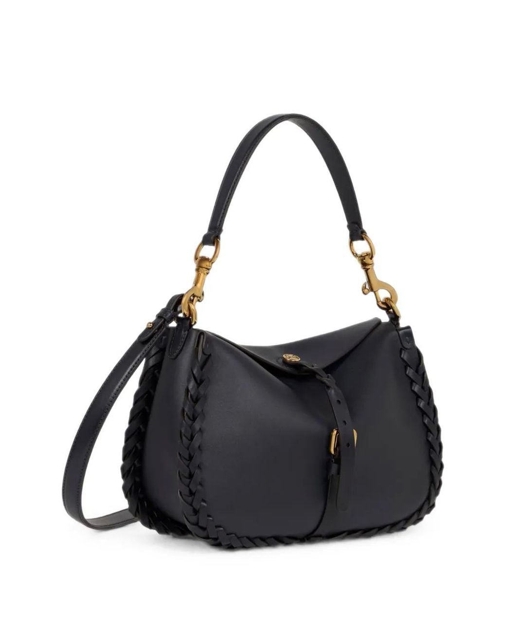 Etro Black Medium Nappa Leather Pony Bag With Threading