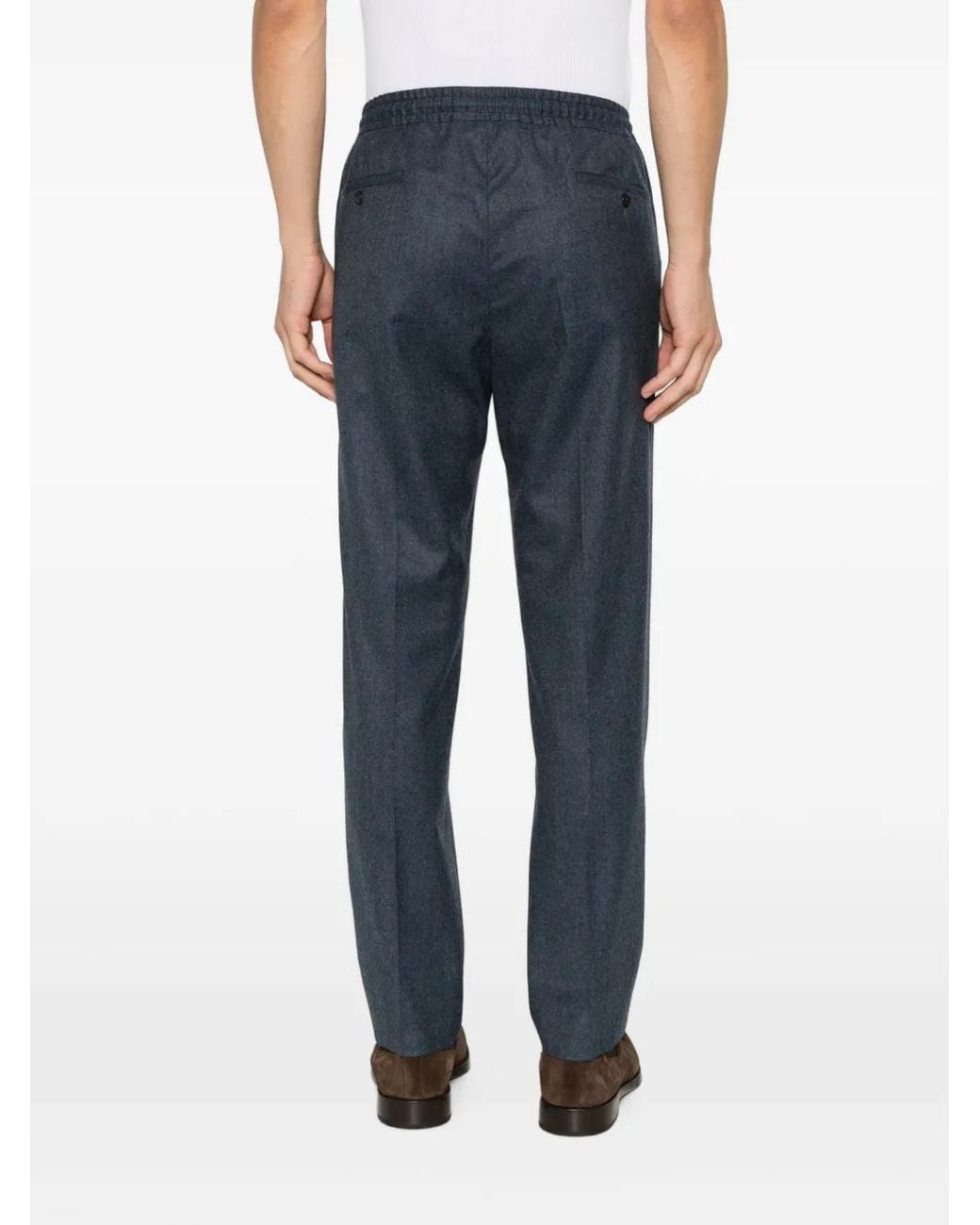 Corneliani Blue Drawstring-Waist Tailored Trousers for men