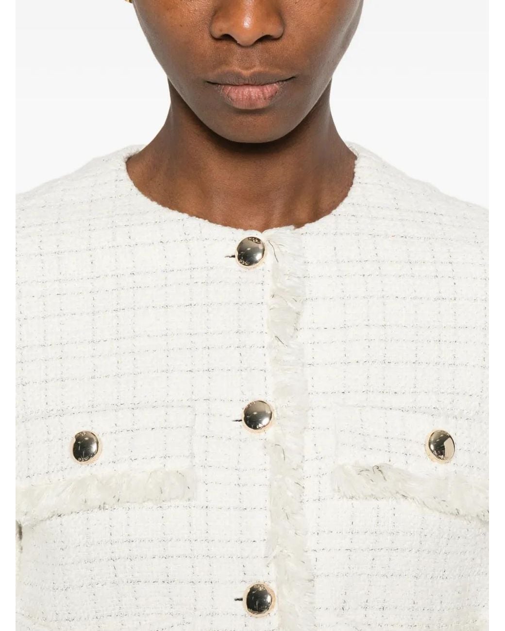 Maje White Cropped Tweed Jacket
