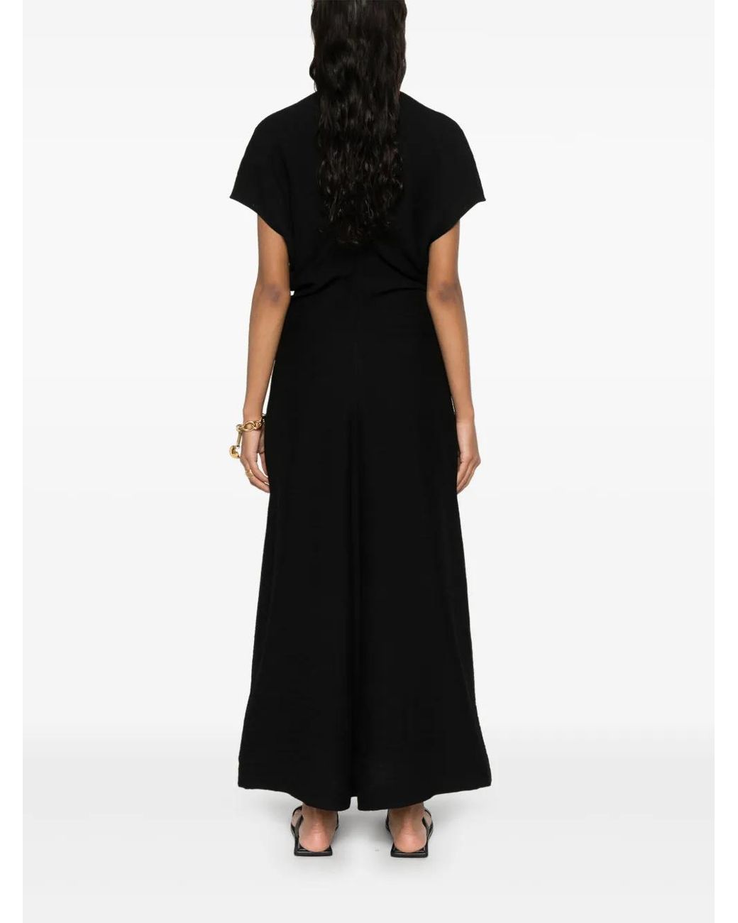 knee length dresses for ladies Totême Twisted Jersey Dress Black – Neighbour main image 0