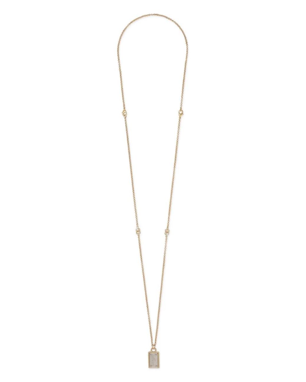 Dolce & Gabbana White Logo-Engraved Mixed-Metal Necklace for men