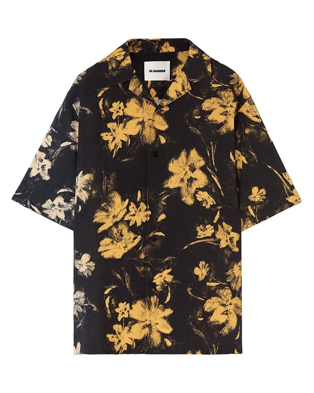 Jil Sander Black Floral-Print Cotton Shirt for men