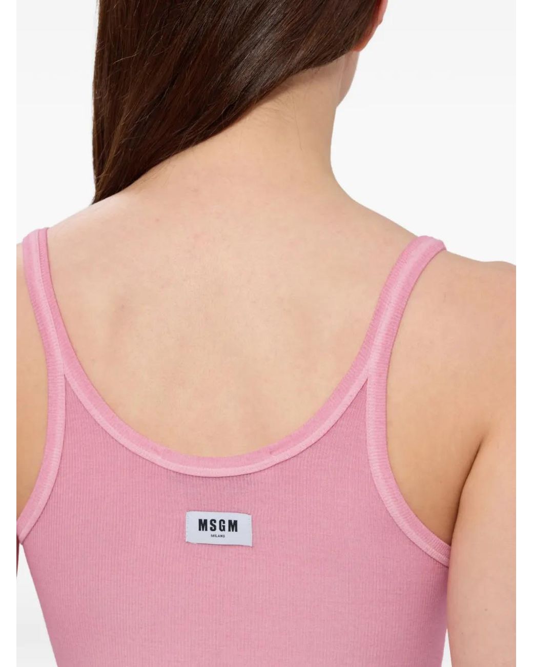 MSGM Pink Scoop-Neck Tank Top