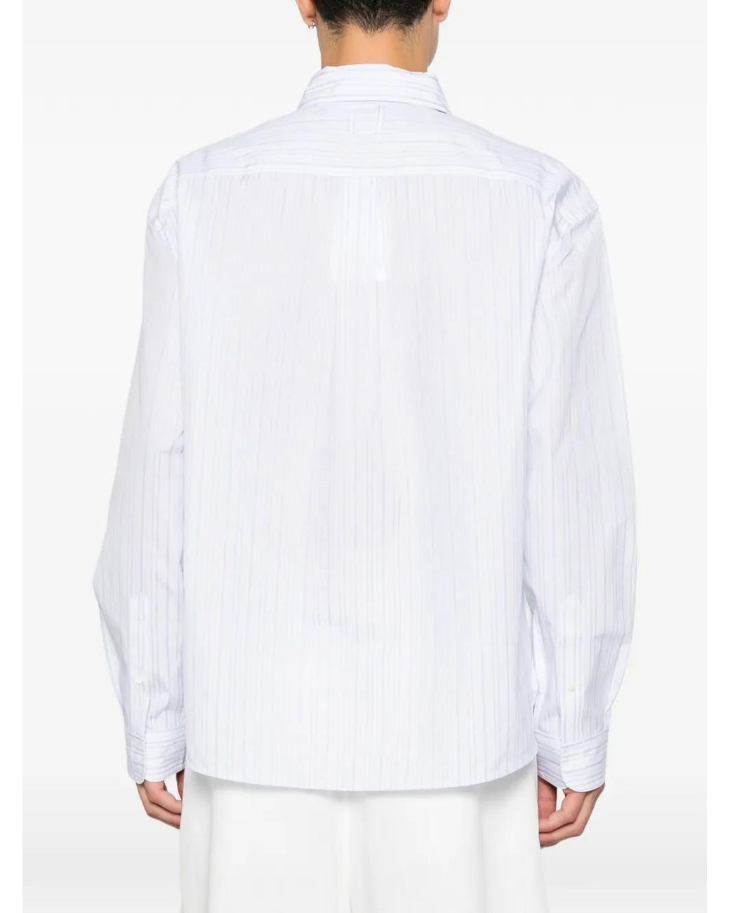 Jacquemus Gestreiftes Hemd Mit Logo-Patch in White für Herren